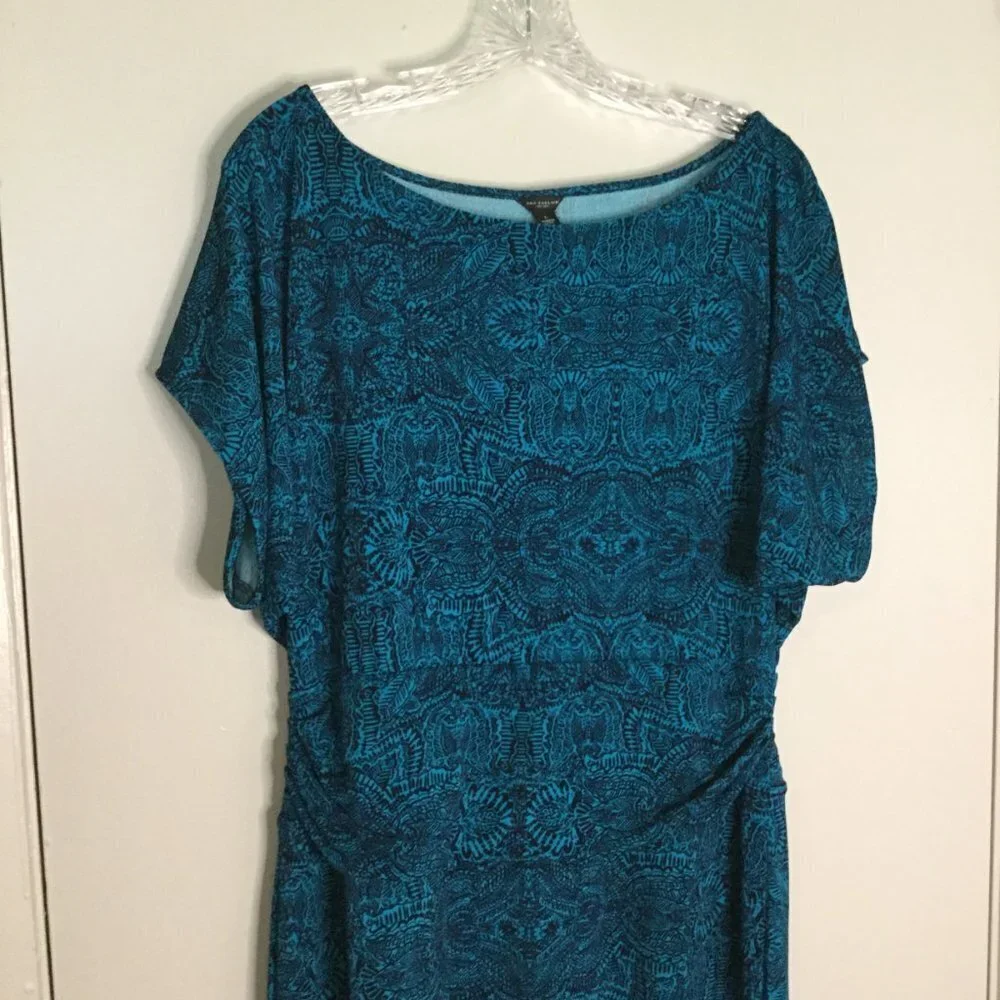 Ann Taylor Blue Paisley Crepe Dolman Sleeve Dress